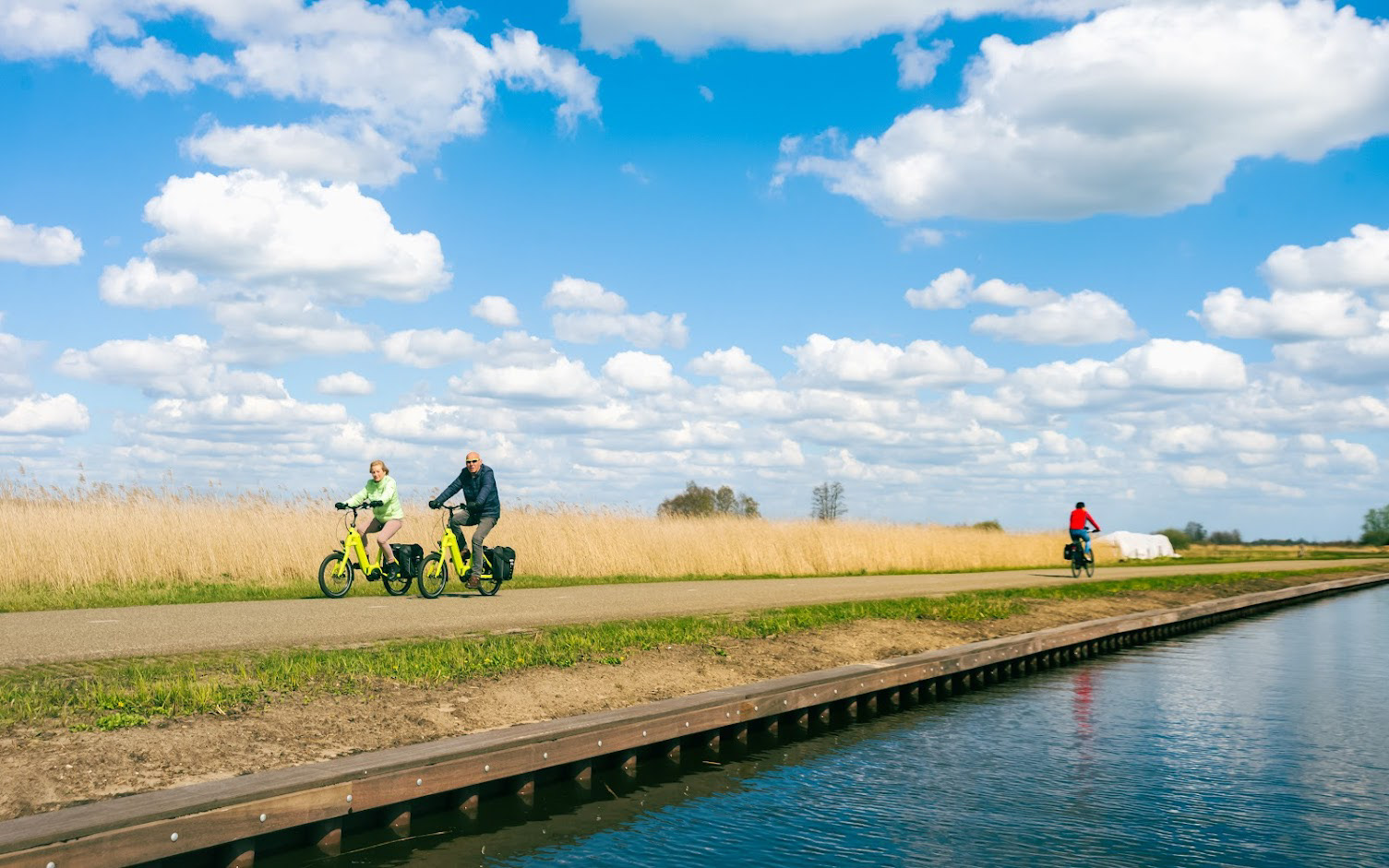 Cyclists on a bicycle path near Geithoorn, NL